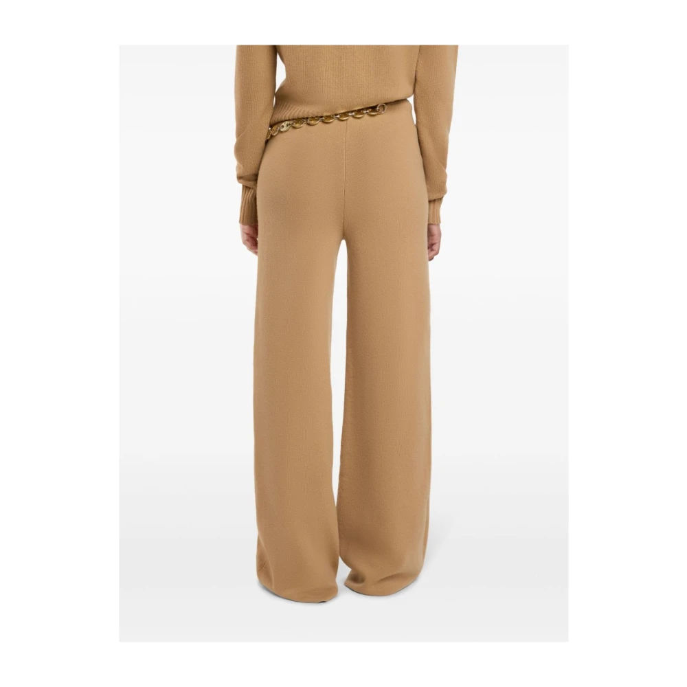 Paco Rabanne Beige Wol Kasjmier Geriemde Broek Brown Dames
