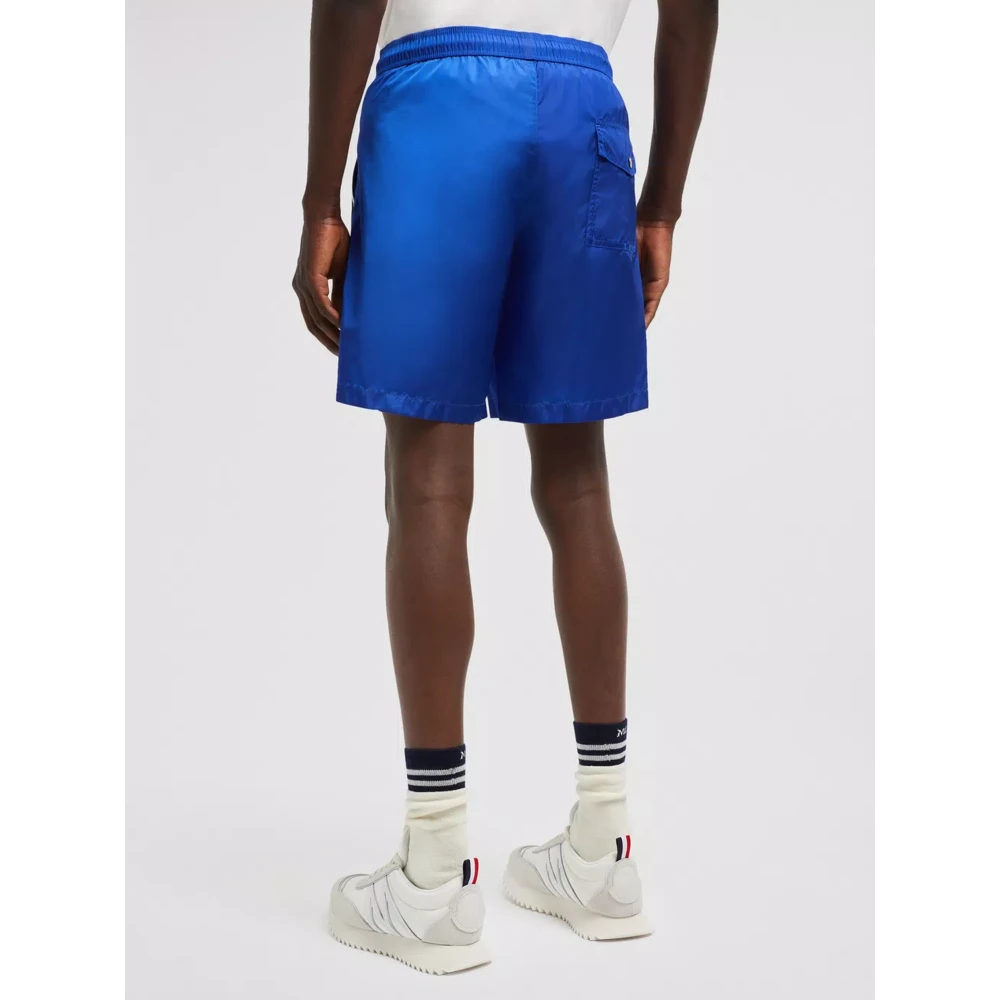 Moncler Blauwe Zee Zwemkleding Tricolor Mesh Zakken Blue Heren