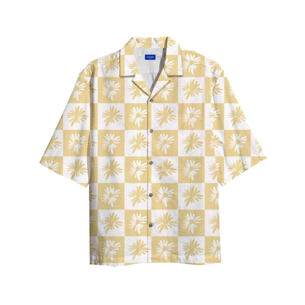 Jack & Jones Men's Beige Short Sleeve Shirts, S, Stylish Shirt