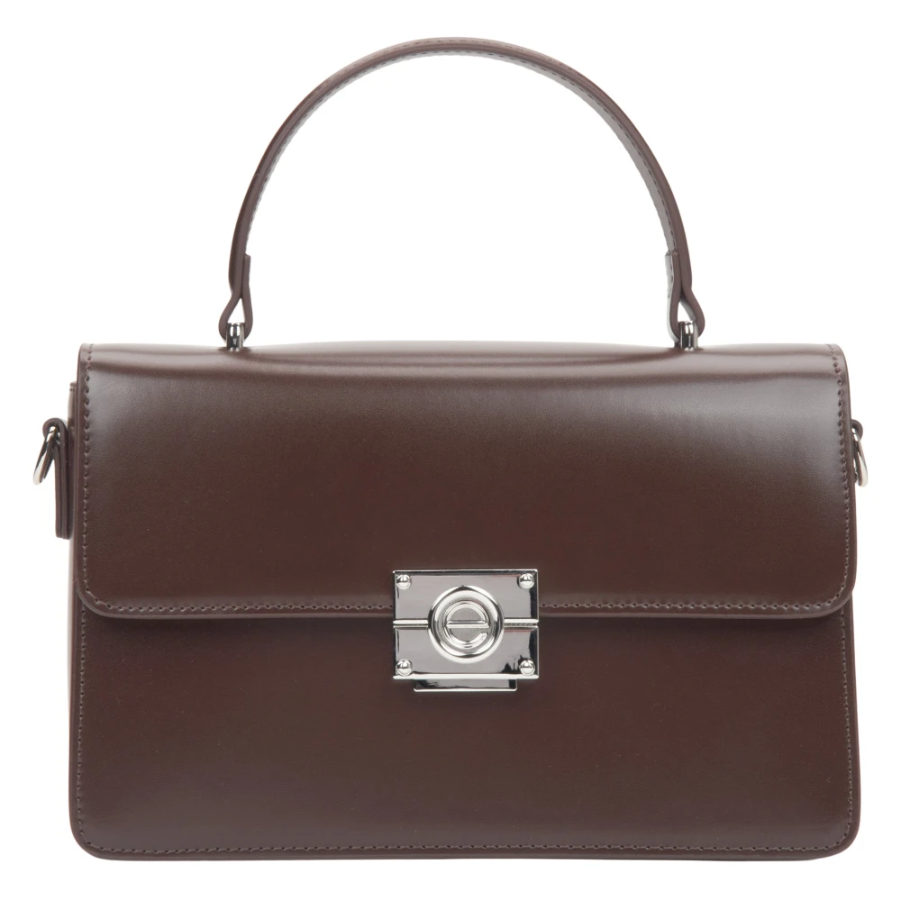 Estro Dames Zadelbruine Handtas met Zilveren Hardware Brown Dames