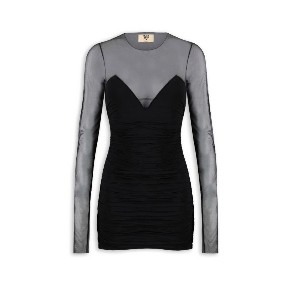 Aniye By Zwarte Mini Buisjurk met Transparante Lange Mouwen Black Dames