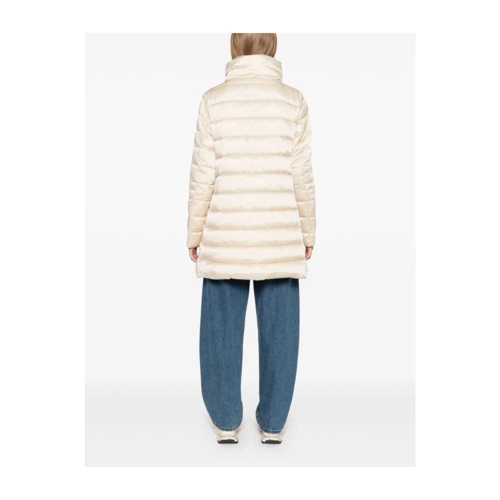 Save The Duck Glanzende Nylon Jas met Ritssluiting Beige Dames