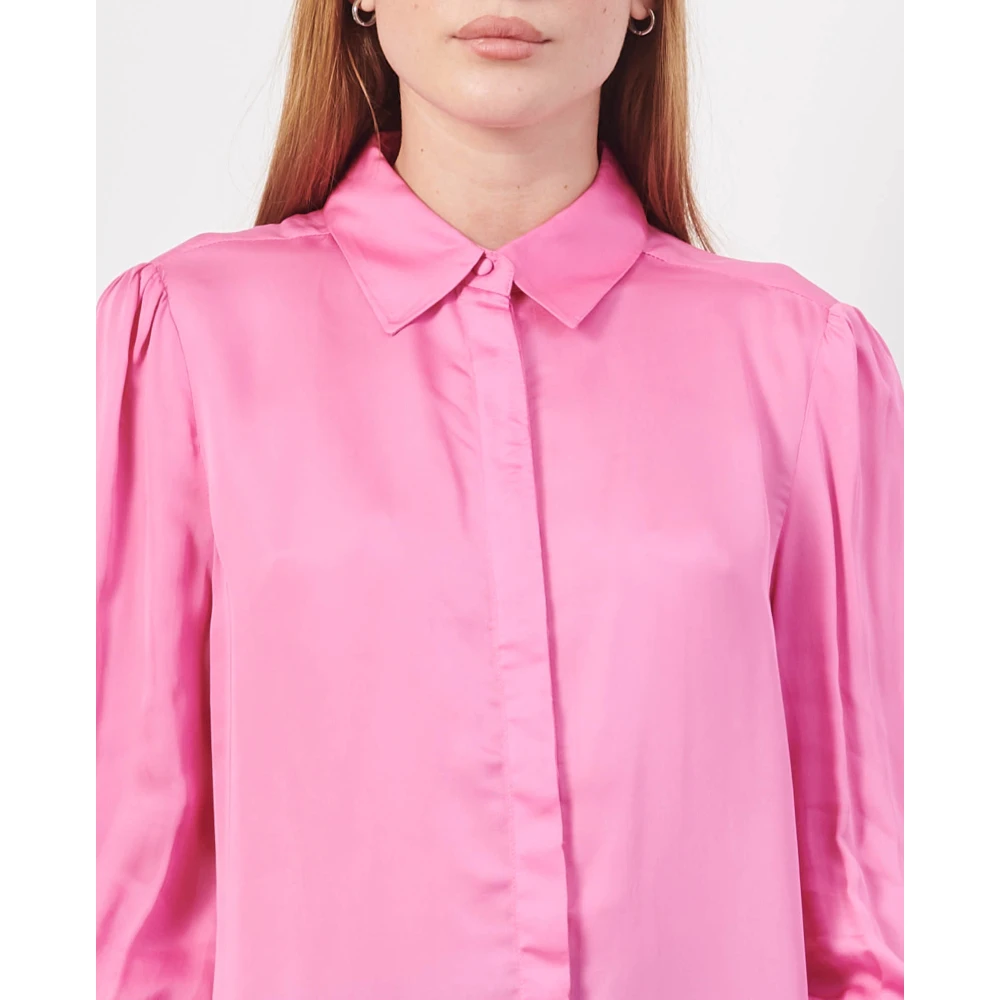 Fracomina Roze Zijde Viscose Klassieke Kraag Shirt Pink Dames