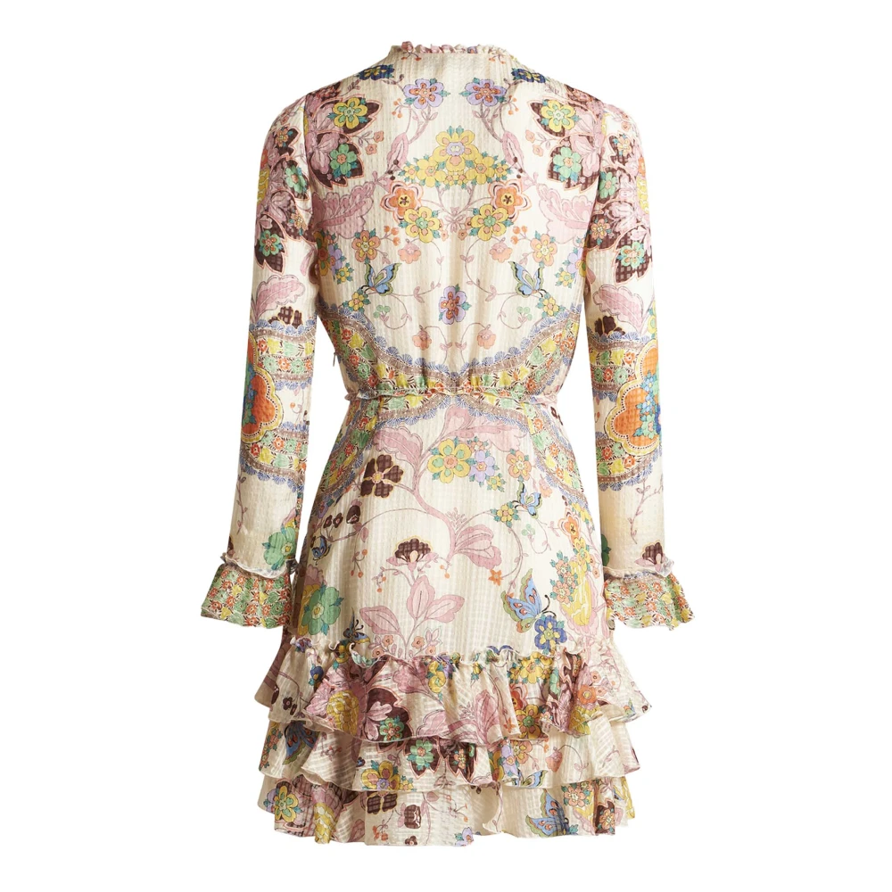 ETRO Witte Zijden Minijurk met Bloemenprint Multicolor Dames