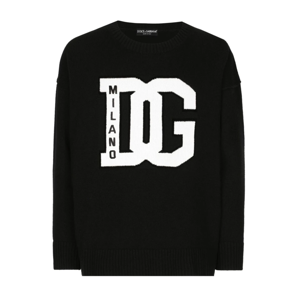 Dolce & Gabbana Zwarte Sweaters Girocollo Over Black Heren