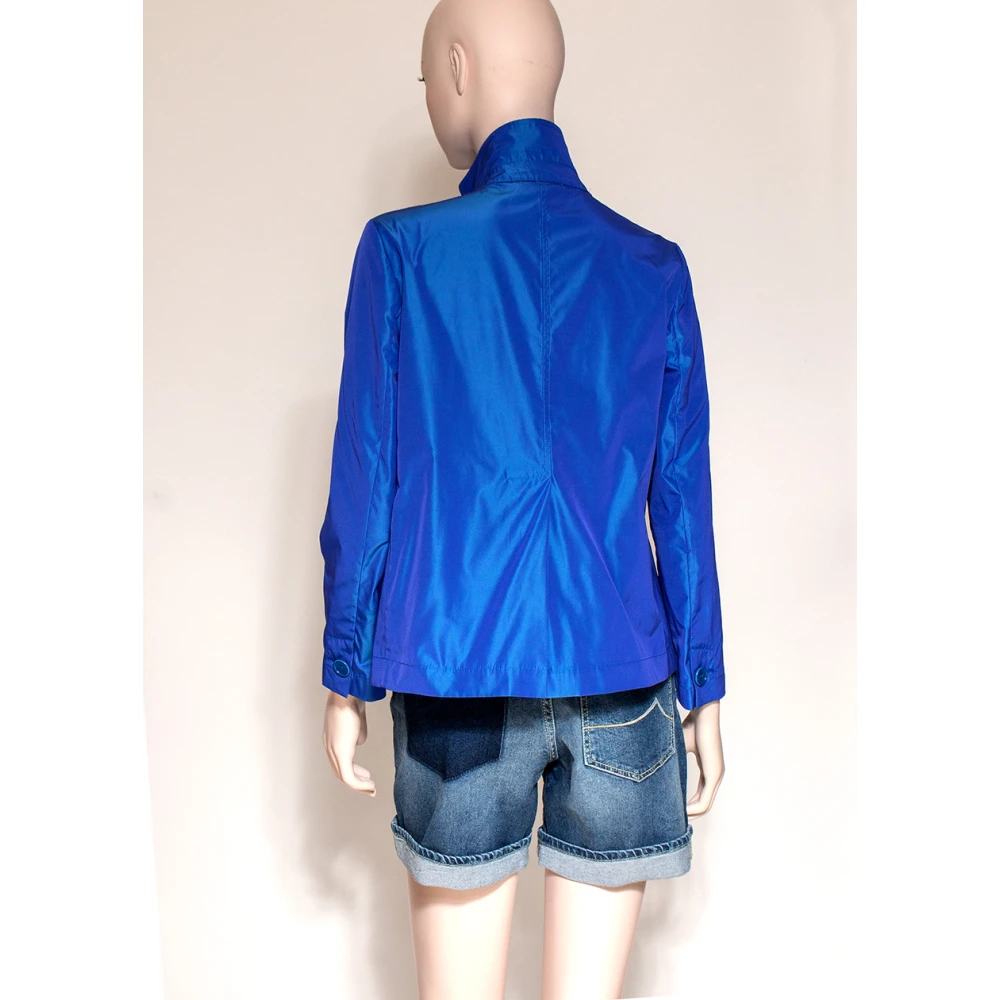 Aspesi Regular Fit Polyester Jas met Vier Knopen Blue Dames