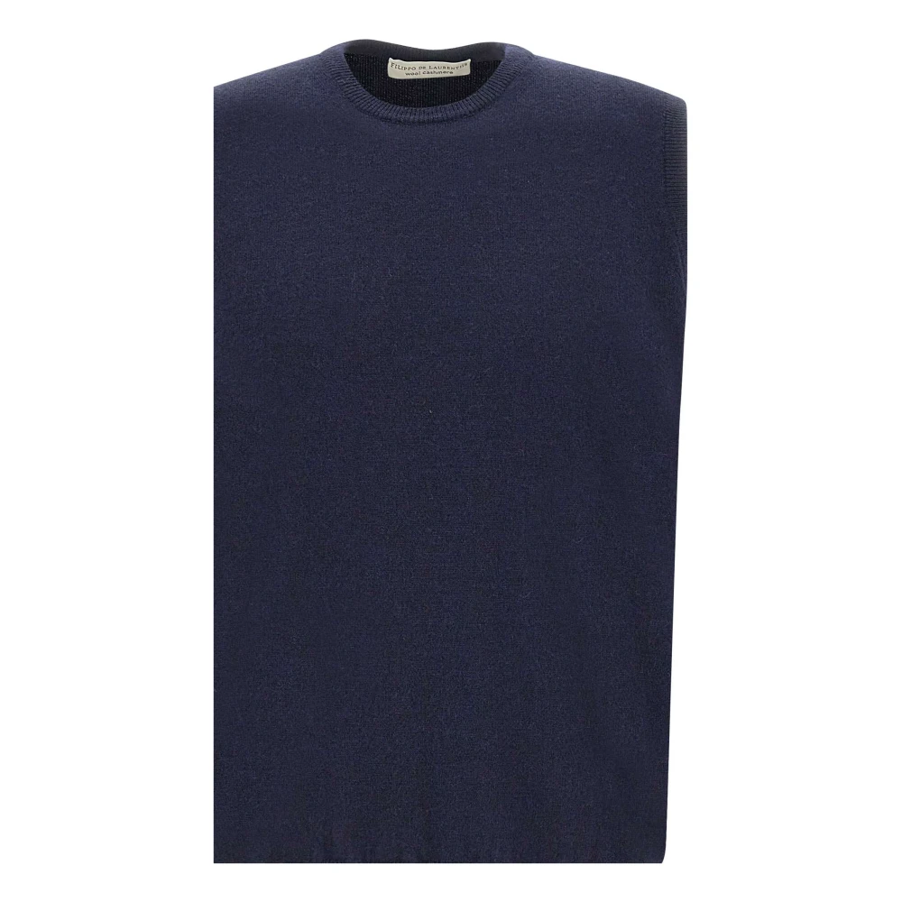 Filippo De Laurentiis Blauwe Wol Kasjmier Crew Neck Sweater Blue Heren