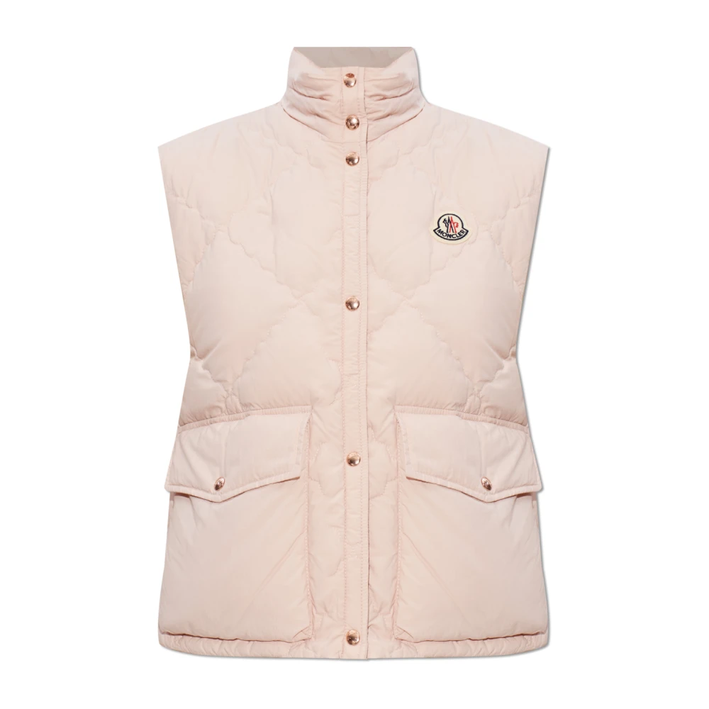 Moncler Biois Down Vest - Female - Waistcoats - Pink - M - Jackets