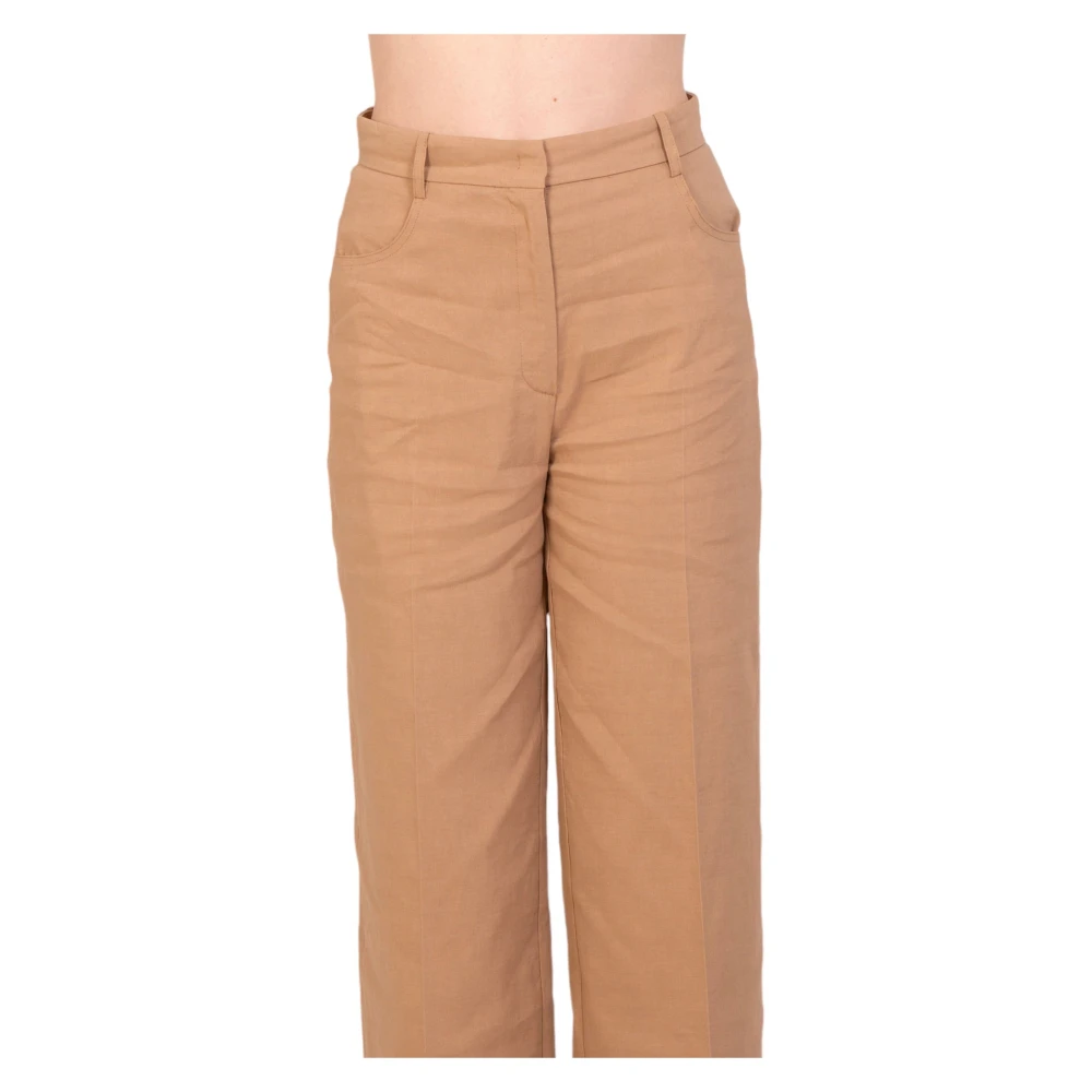 pinko Losse Twill Broek Beige Dames