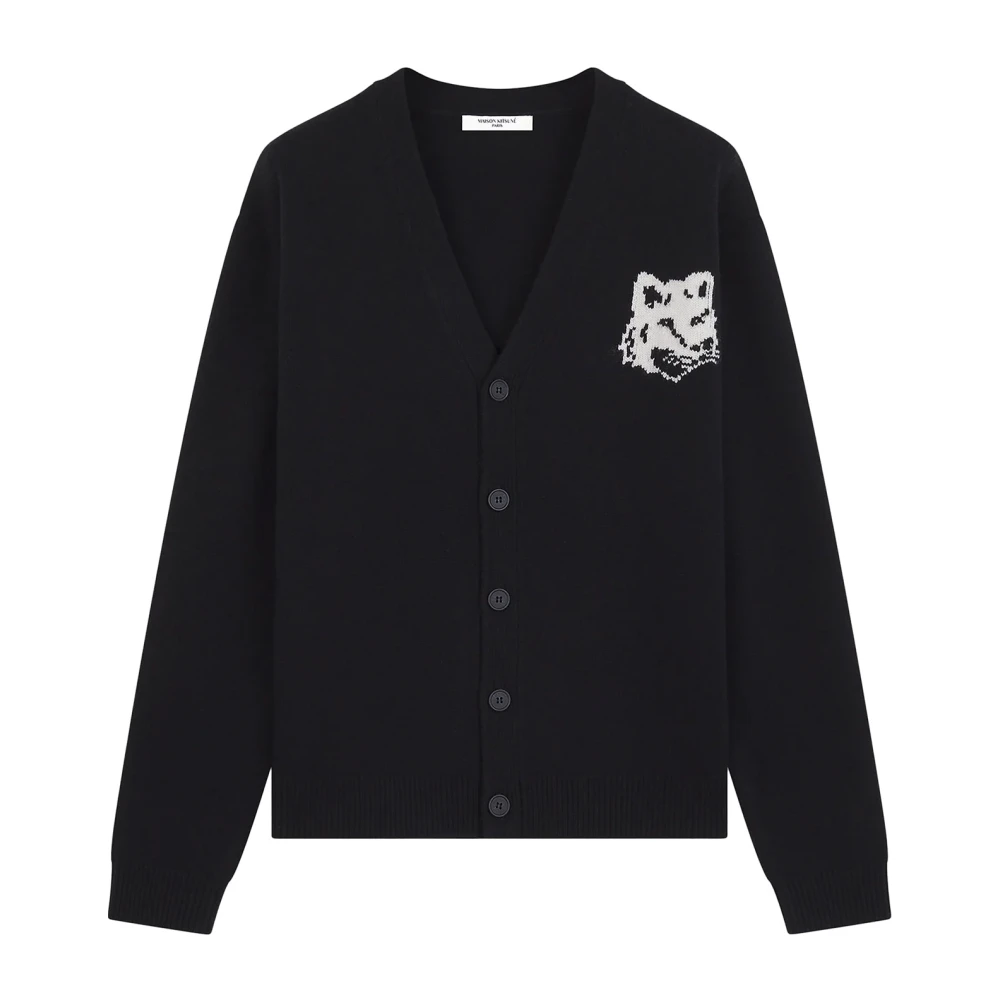 Maison Kitsuné Fox Logo Wollen Vest Black Heren