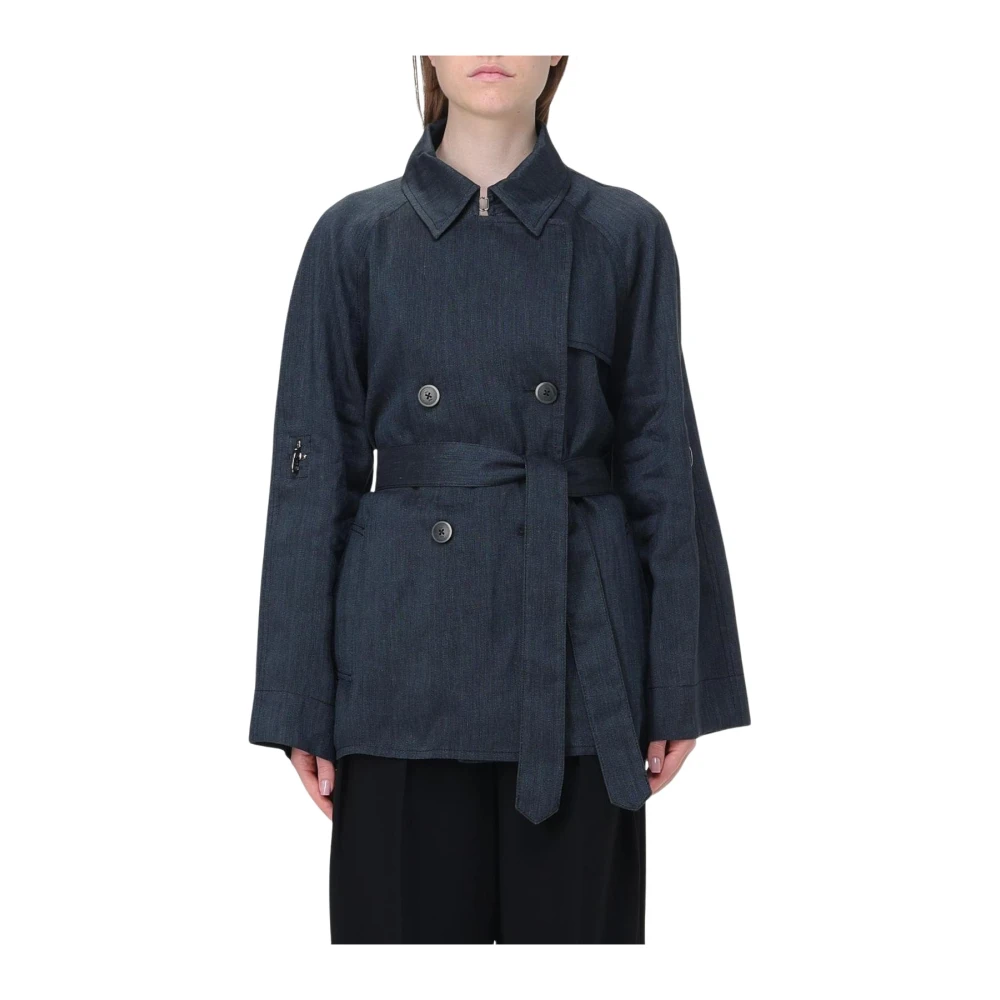 Fay Vrouw Zwart Jassen Dames, L, Linnen, Witte Trenchcoat Met Riem