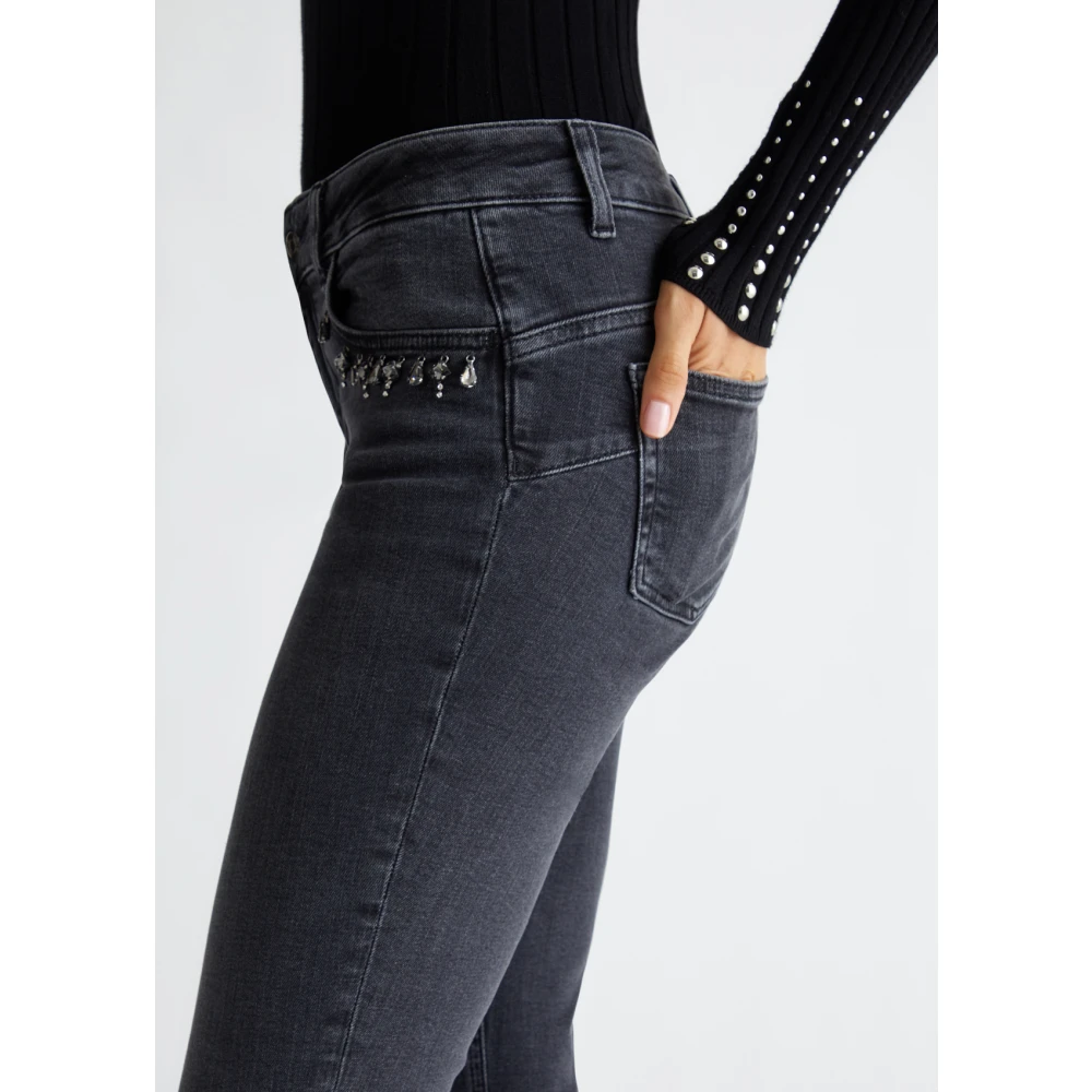 Liu Jo Skinny Bottom Up Jeans met Strass Blue Dames