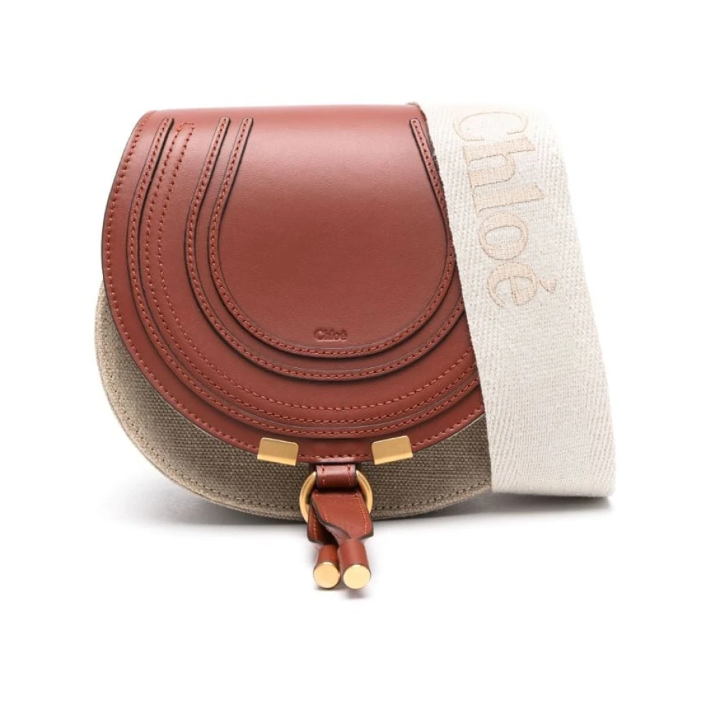 Chloé Bruine Linnen Schoudertas met Tassel Brown Dames