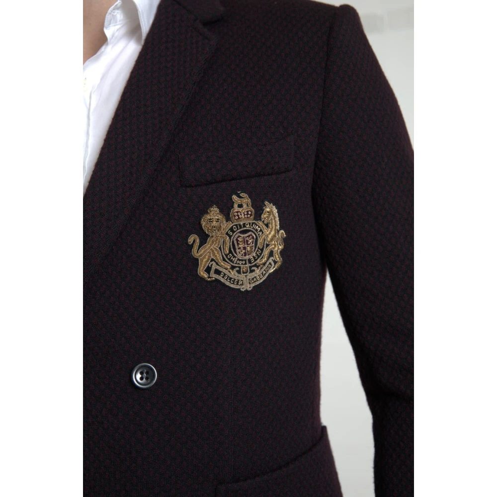 Dolce & Gabbana Zwarte Logo Borduurwerk Dubbel Breasted Blazer Black Heren