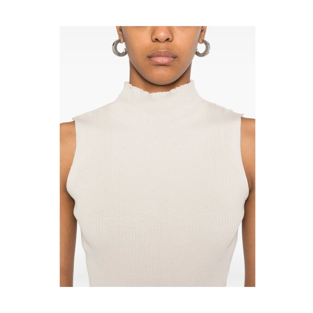 Antonelli Firenze Beige Mock Neck Sleeveless Sweater Beige Dames
