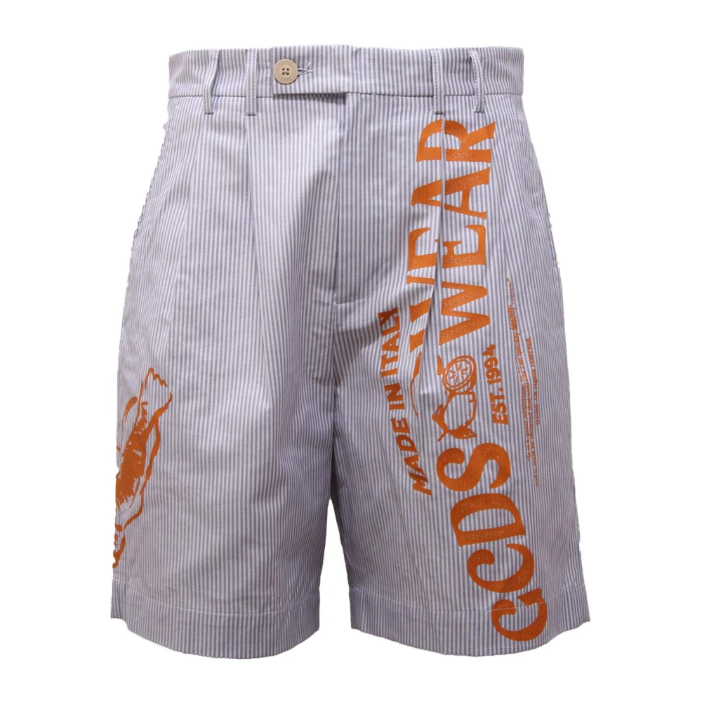 Gcds Men's Blue Striped Bermuda Shorts Made In Italy
