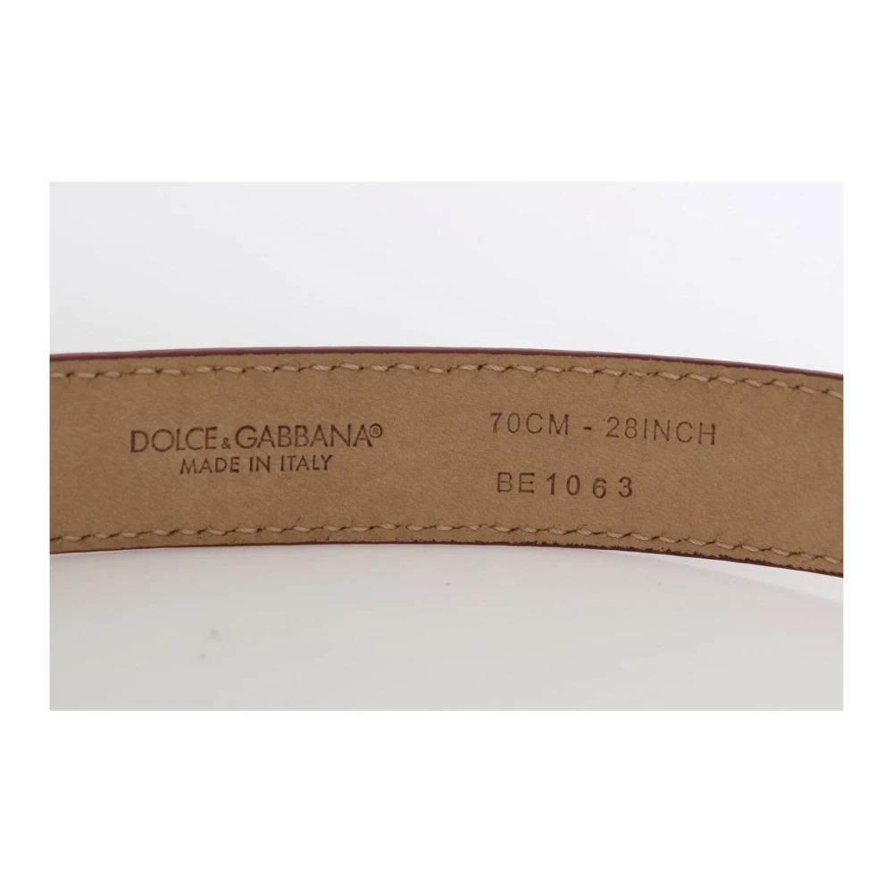 Dolce & Gabbana Roze Polka Slangenprint Riem met Zilveren Gesp Multicolor Dames