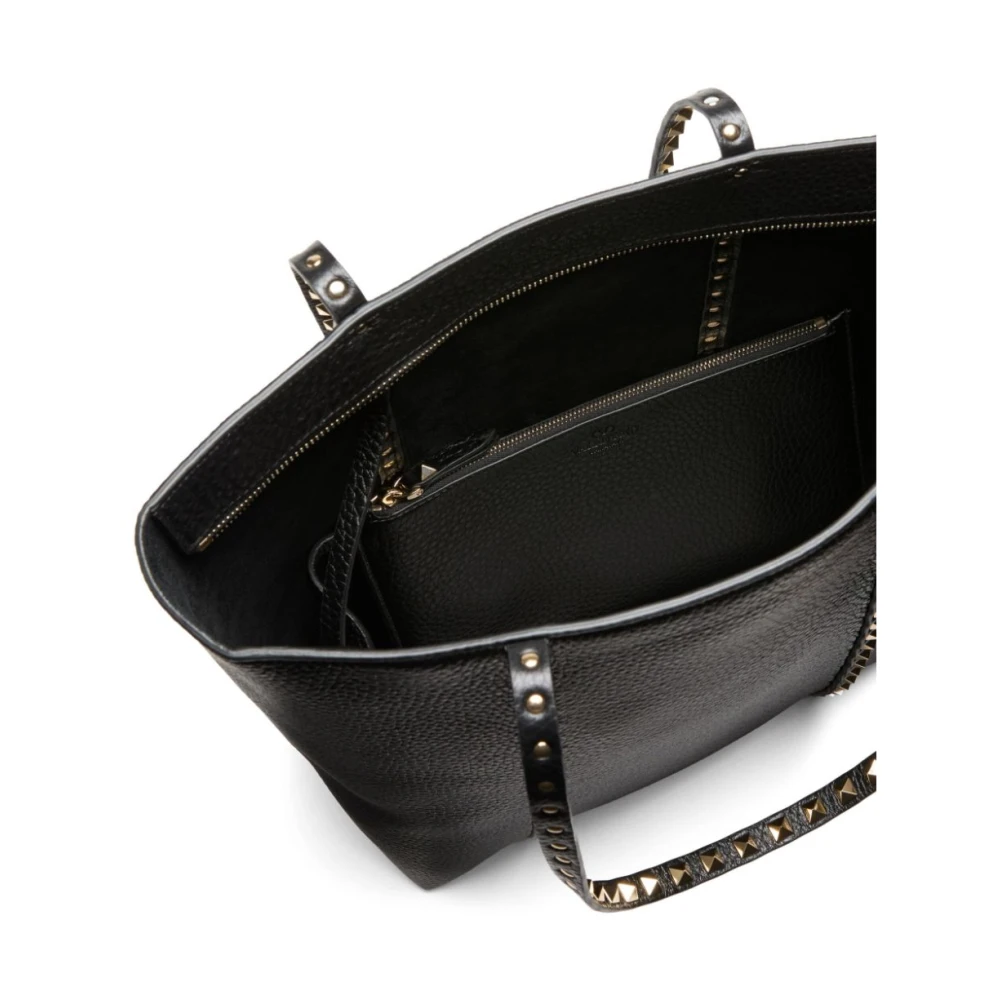Valentino Garavani Zwarte Rockstud Leren Winkel Tas Black Dames