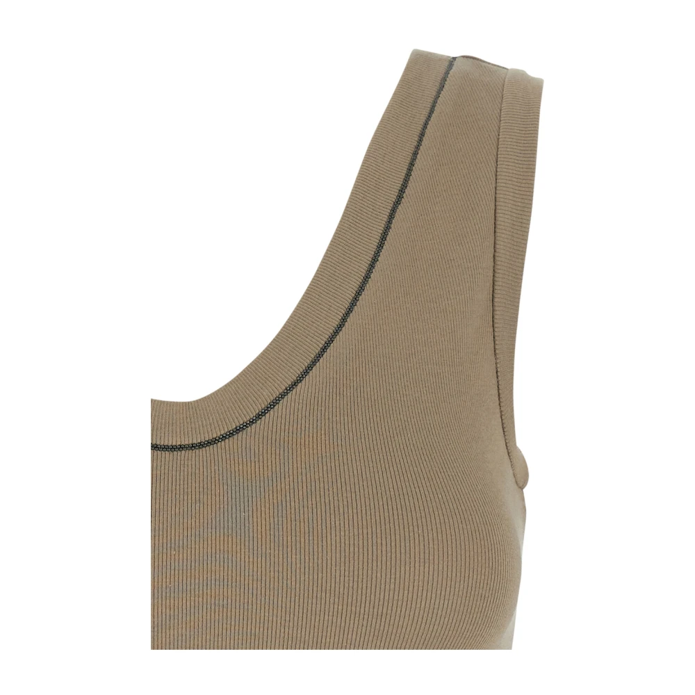 BRUNELLO CUCINELLI Mouwloze Top met Monile Detail Beige Dames