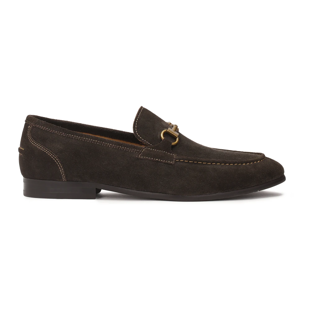 Kazar Suede Horsebit Loafers med metallstång Brown, Herr