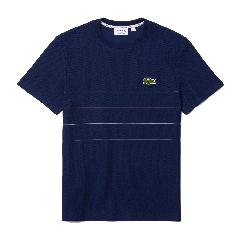 Lacoste Gestreept Organisch Katoenen Polo Shirt Blue Heren