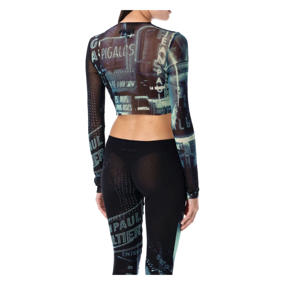 Jean Paul Gaultier Mesh Top Pigalle Navy Lblue White Blue Dames