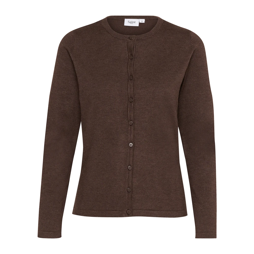Saint Tropez Donker Eiken Melange Gebreide Vest Brown Dames