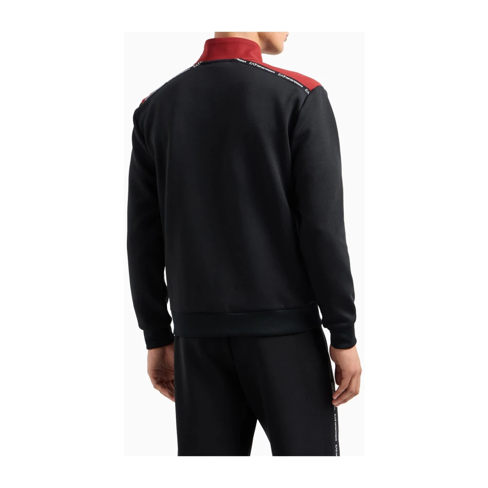 Emporio Armani EA7 Zwarte Zip Sweater Moderne Stijl Black Heren
