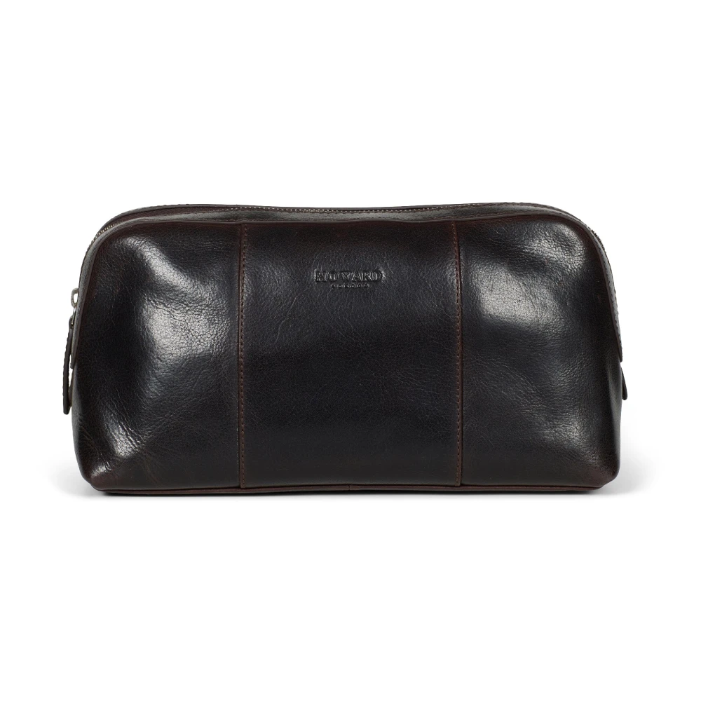 Howard London Donkerbruine leren heren toilettas Brown Heren