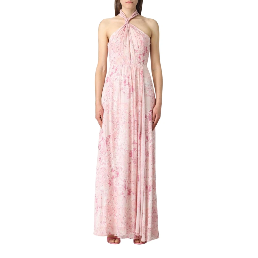 Patrizia Pepe Vrouw Roze Maxi-Jurk Met Bloemenprint