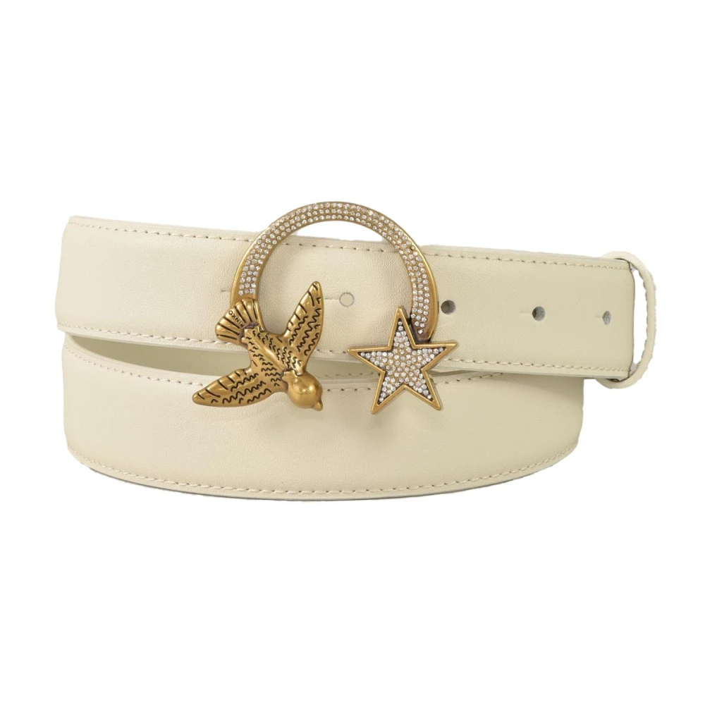 Pinko Leren Riem Beige Dames