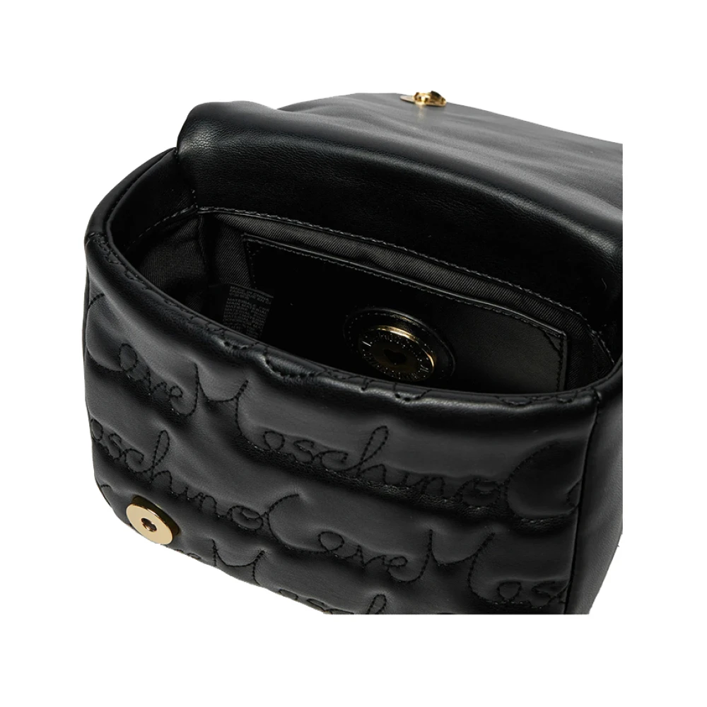Moschino Zwarte schoudertas met gouden details Black Dames