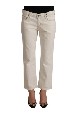 Sofistikerade Off White Flared Cropped Denim Jeans