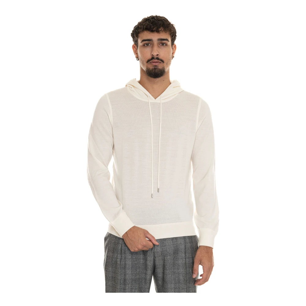 Gran Sasso Merino wollen capuchontrui White Heren