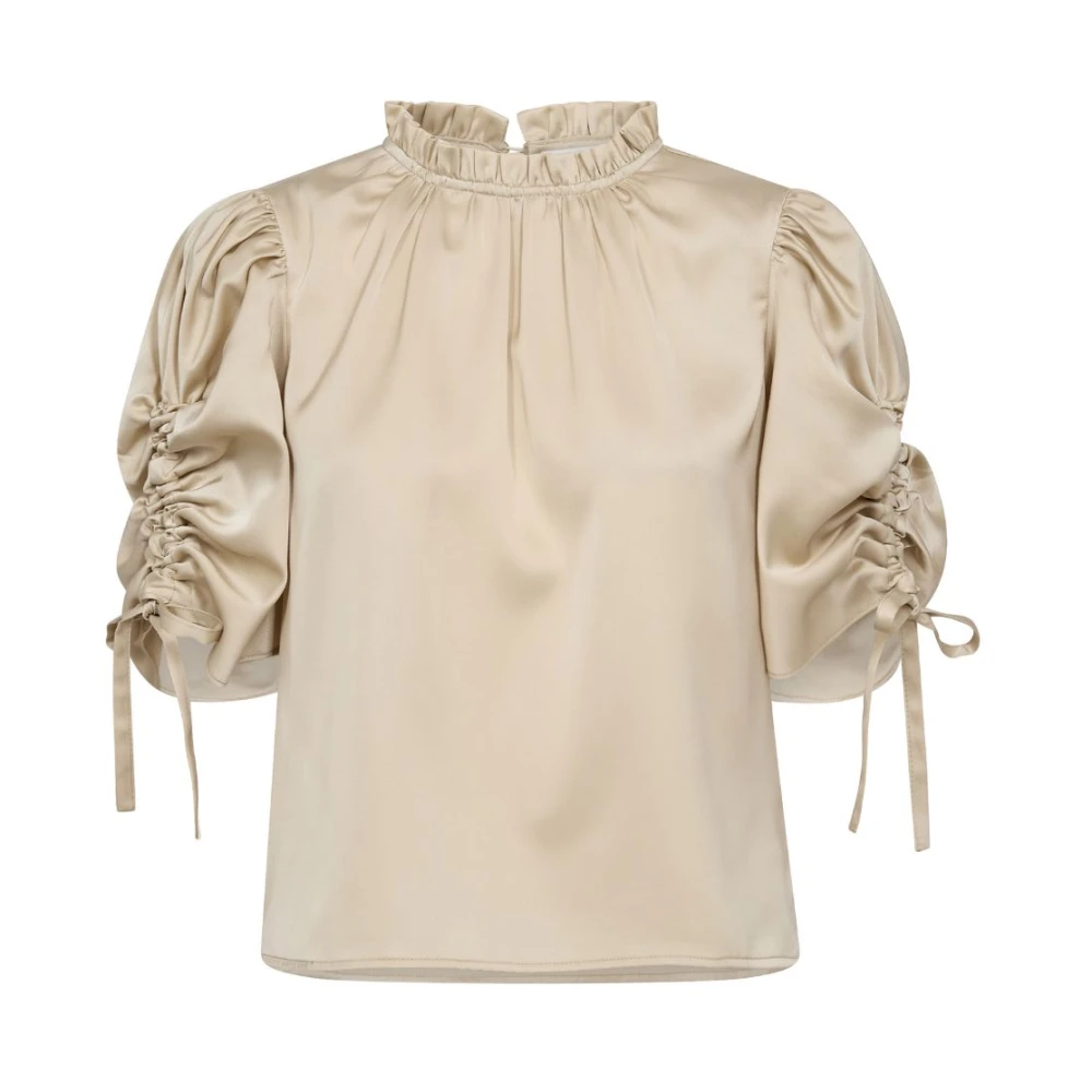 Co'Couture Blus i champagne med volangärmar Beige, Dam