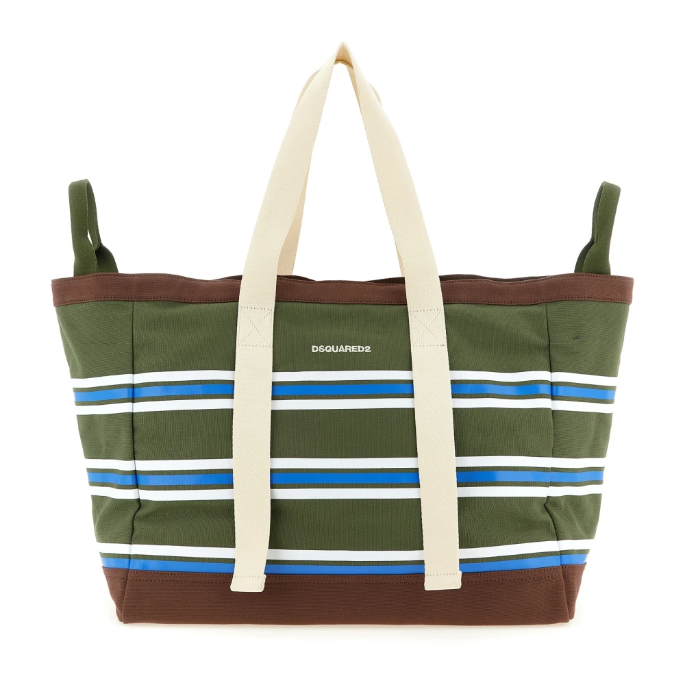 Dsquared2 Multicolor D2 College Striped Cotton Canvas Shopping Bag - Female - Shopping Bags - One Size - Bags
