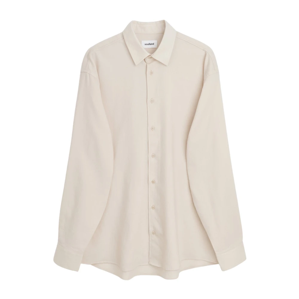 Soulland Relaxed Fit Wol Overhemd Beige Heren