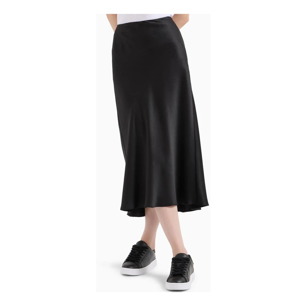 Armani Exchange Satijnen Midi Rok Black Dames