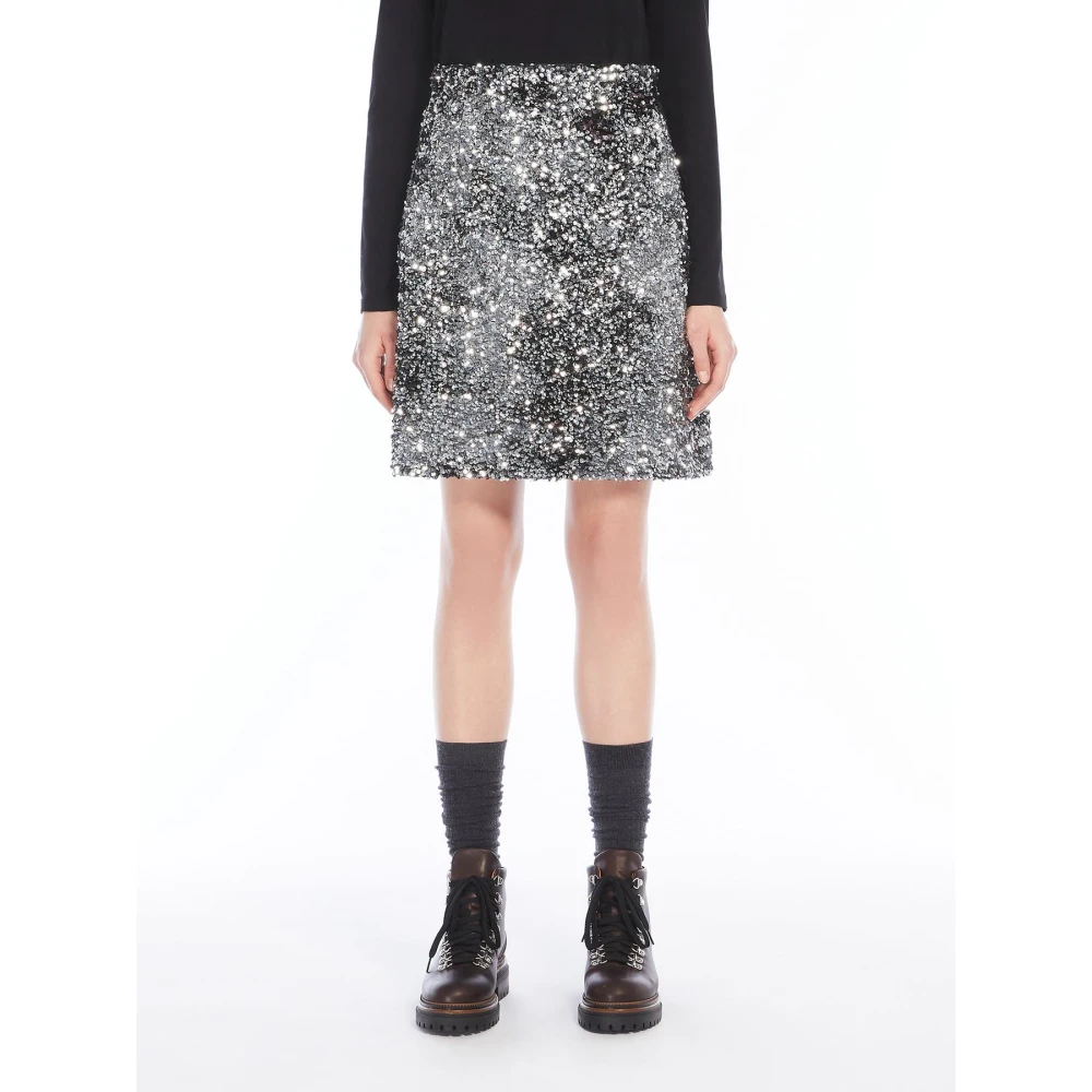 Max Mara Weekend Paillet Jersey Mini Rok Gray Dames