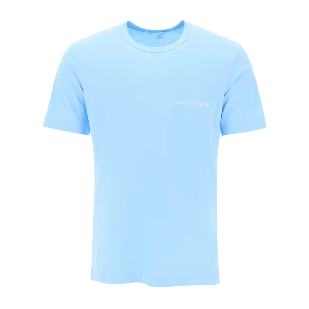 Comme des Garçons Logo Print Crew Neck T-Shirt Blue Heren