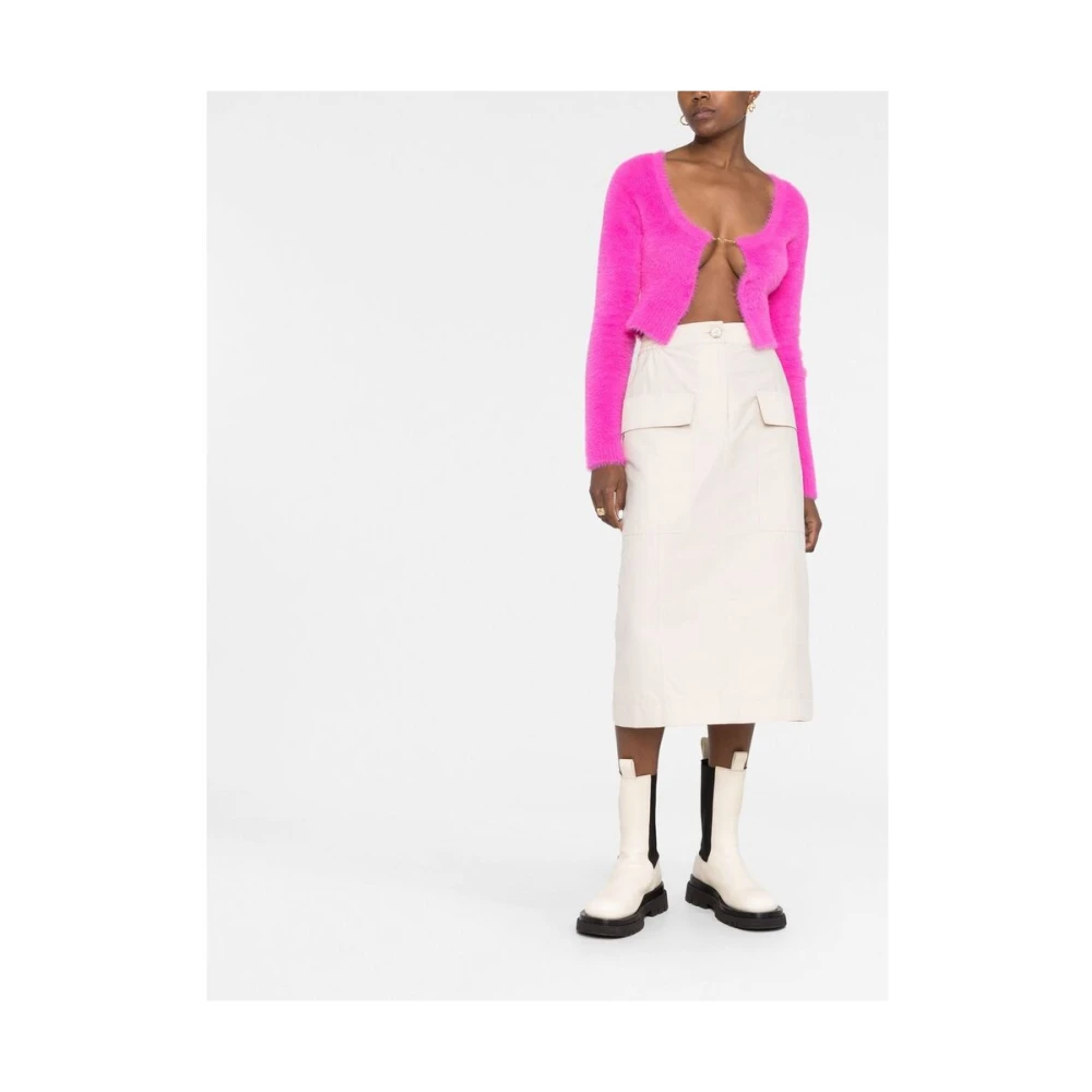 Jacquemus Roze Logo-Charm Cropped Cardigan Pink Dames