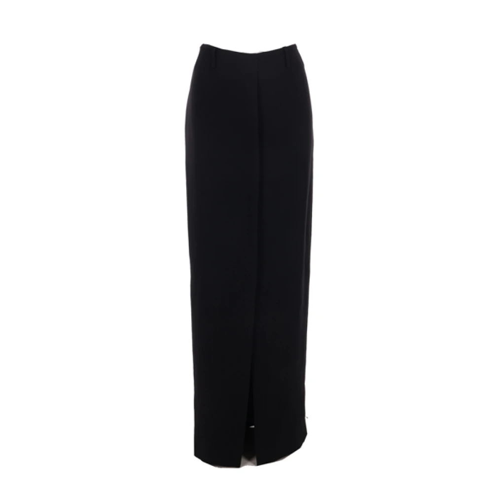Dries Van Noten Zwarte Lange Crepe Rok met Voorste Knopen Black Dames