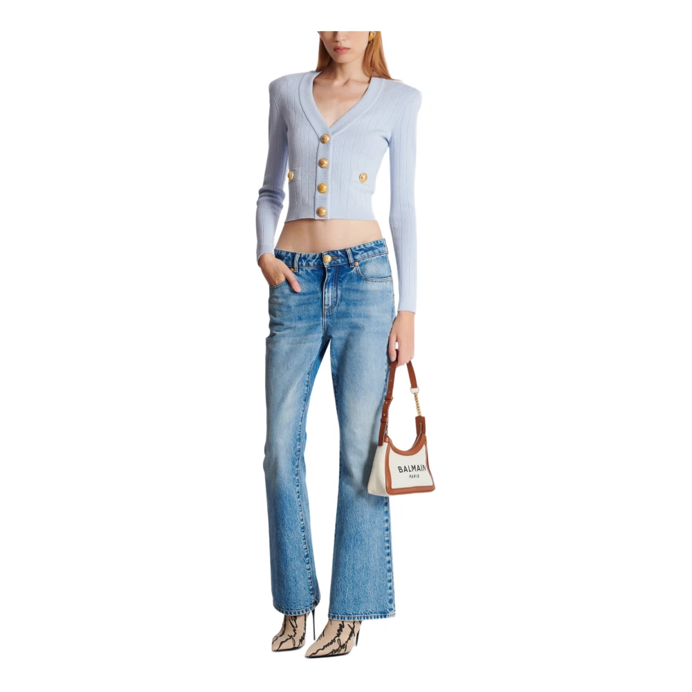 Balmain Geknipte gebreide vest Blue Dames