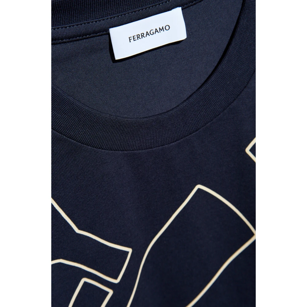 Salvatore Ferragamo T-shirt met logo Blue Heren