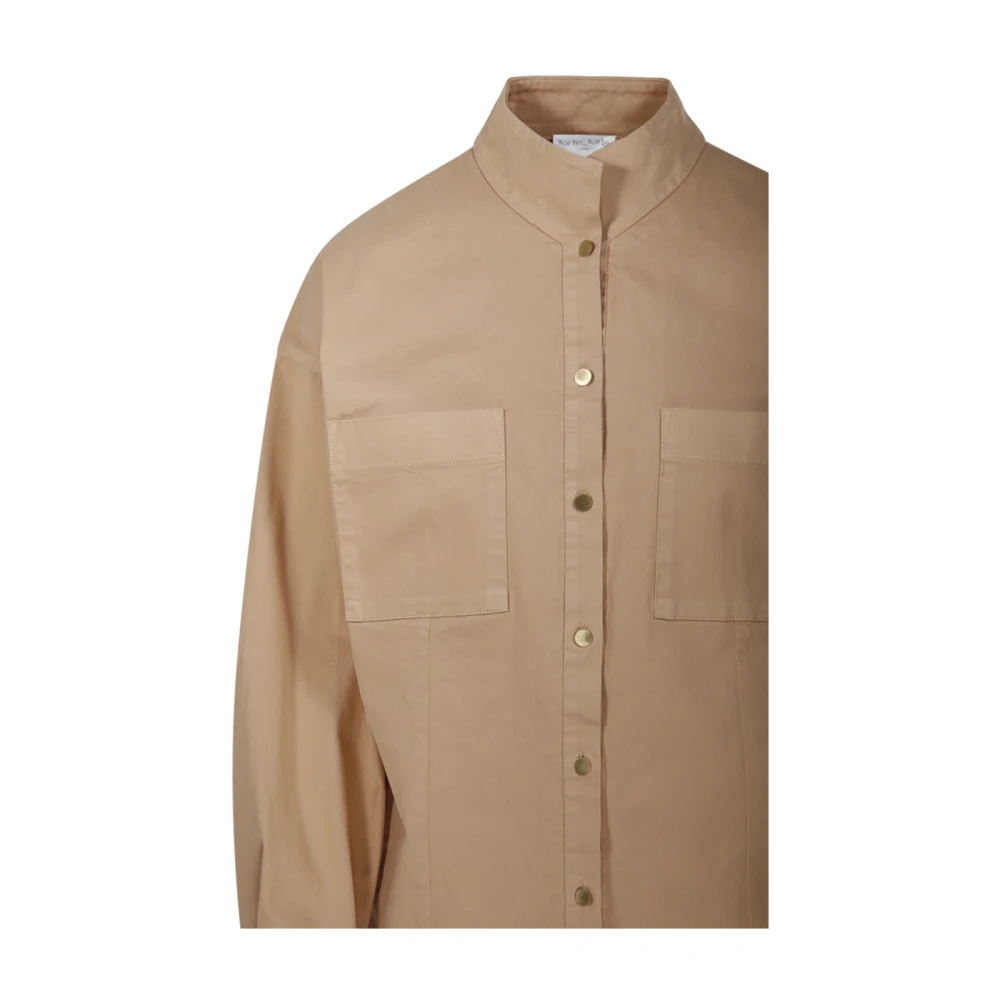 Forte Kameel Kraag Shirt Brown Dames