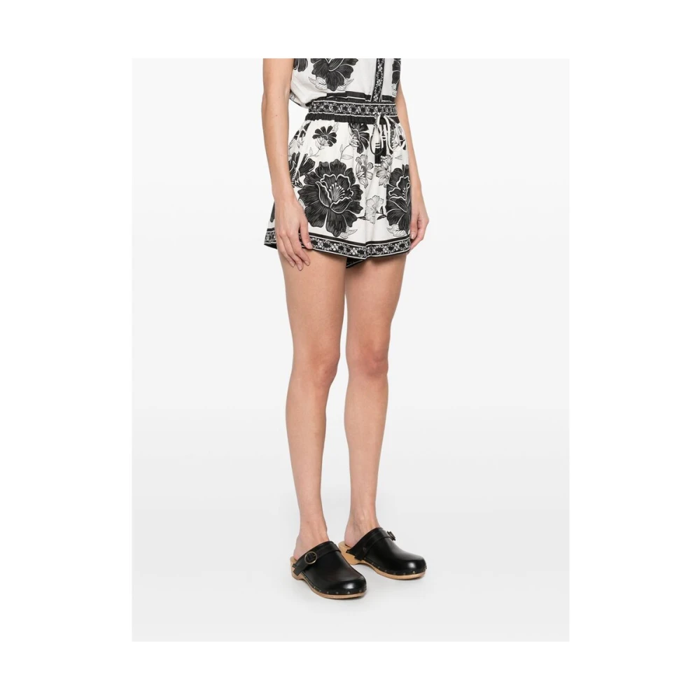 Farm Rio Witte elastische shorts met trekkoord in de taille Multicolor Dames