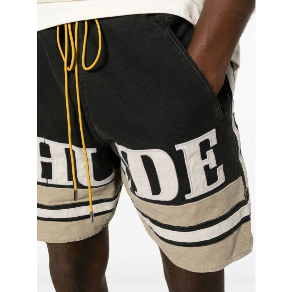 Rhude Zwarte Shorts met Geborduurd Logo Black Heren