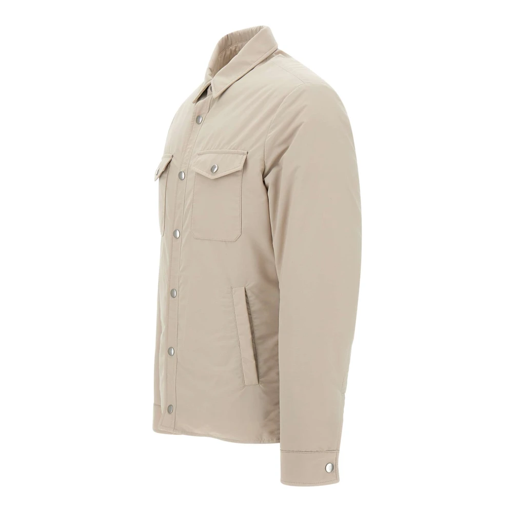 Eleventy Beige Wol Overshirt Jas Beige Heren