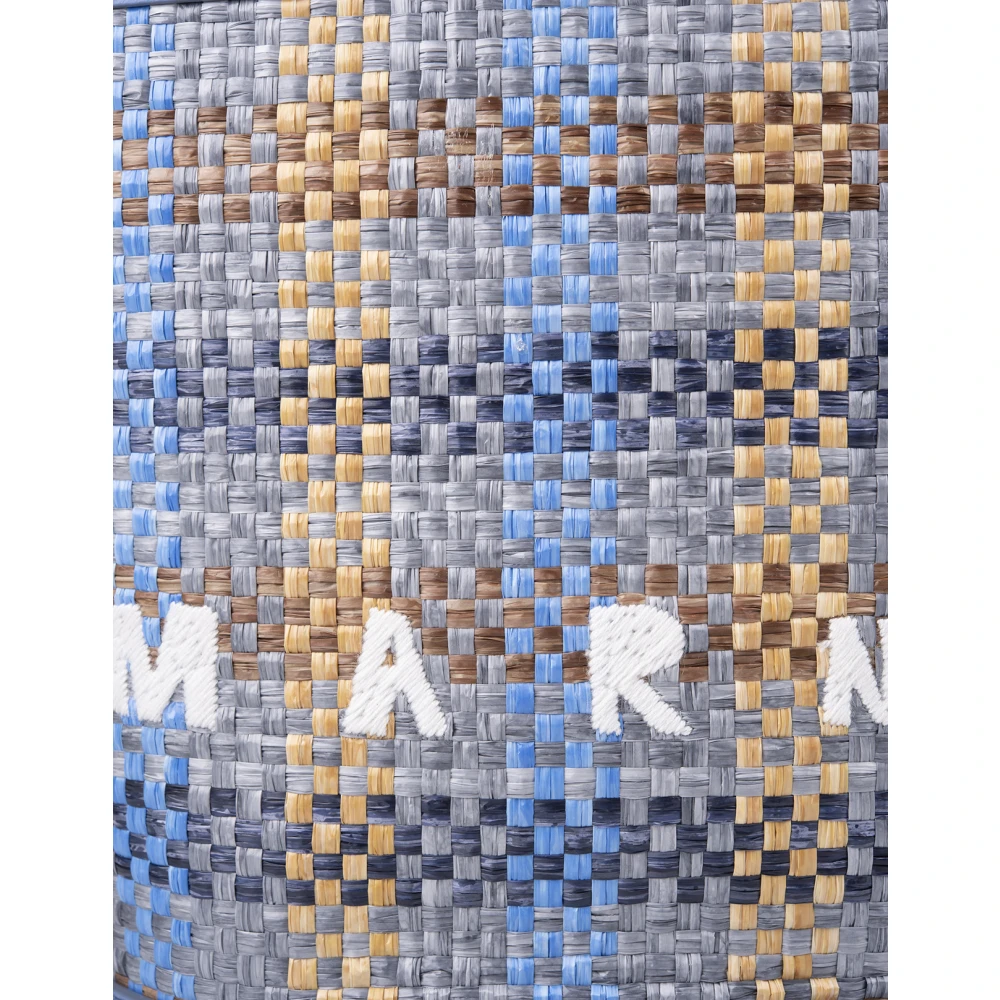 Marni Blauwe Tropicalia Handtas met Raffia Panelen Multicolor Dames