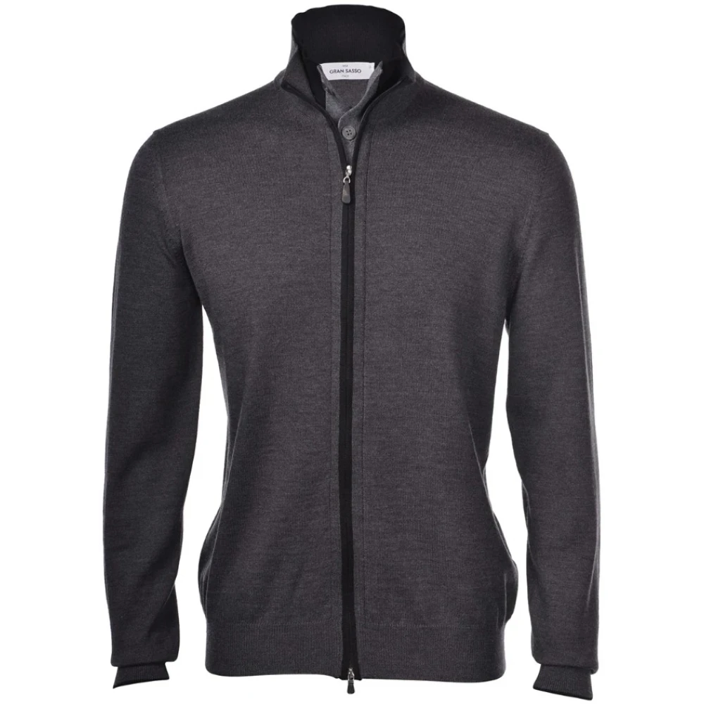 Gran Sasso Ritssluiting Cardigan Trui Grijs Hoge Kraag Gray Heren